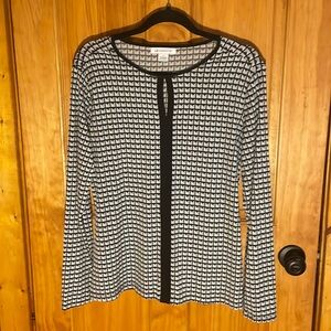 ☄️2 for $14 SaLe 💫Liz Claiborne Geometric Blouse w/Keyhole Detail, EUC, Sz L